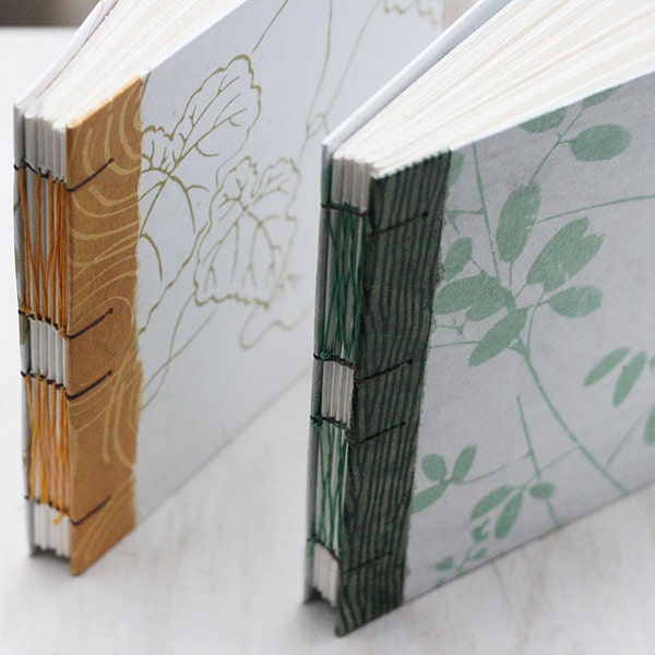 Pair of Watercolor Square Sketchbooks - Matching Set 7x7 Watercolor Botanical Journals