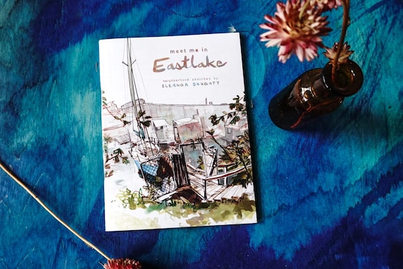 MEET ME in EASTLAKE | seattle neighborhood artist book | 48 page sketchbook zine | edition 4