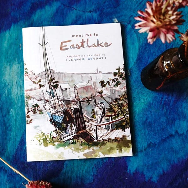 MEET ME in EASTLAKE | seattle neighborhood artist book | 48 page sketchbook zine | edition 4