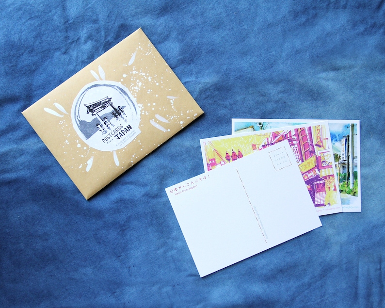 POSTCARDS FROM JAPAN Set of 8 Illustrated Postcards Tokyo Etsy