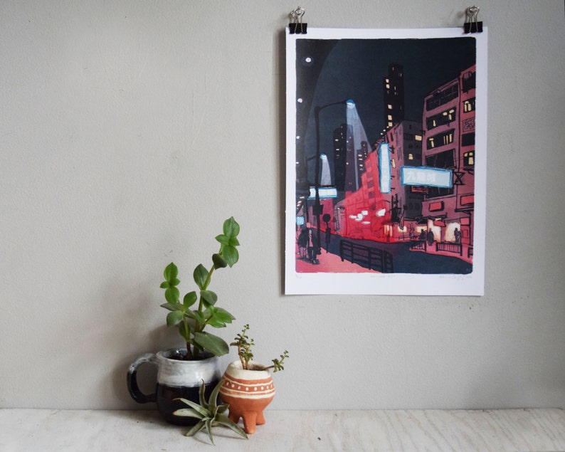 九龍城 KOWLOON CITY Hong Kong 香港 Art Print Kowloon City 九龍 Architecture Illustration 9x12 poster image 1