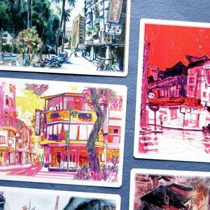 POSTCARDS FROM TAIWAN | set of 8 illustrated postcards | taipei, taichung, jiufen | 4" x 6" in / 10 cm x 15cm