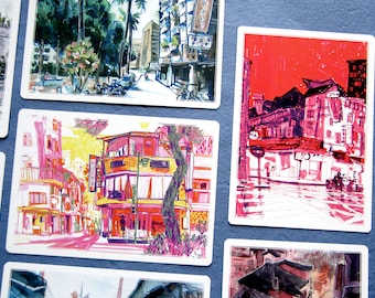 POSTCARDS FROM TAIWAN | set of 8 illustrated postcards | taipei, taichung, jiufen | 4" x 6" in / 10 cm x 15cm