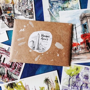 POSTCARDS from BUENOS AIRES | set of 8 illustrated cards | Argentina travel mini art print  | 4" x 6" in / 10 cm x 15cm