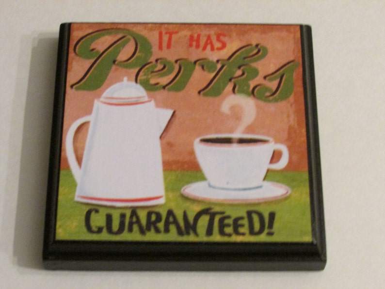 Retro Coffee Kitchen Room Wall Plaques Set of 4 Retro Coffee Etsy