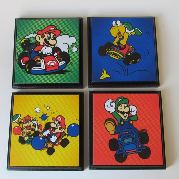 Mario & Luigi Room Wall Plaques - Set #3 - Black - Set of 4 Mario Boy's  Room Decor - Mario Wall Signs - Mario Bedroom Decor