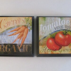 Vegetable Kitchen Room Wall Plaques Set of 6 Veggies Room Decor Vegetable Kitchen Bistro Restaurant Wall Plaque Set image 4