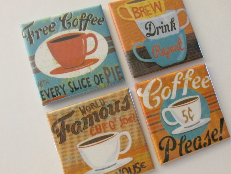 Retro Coffee Fridge Magnet Set Retro Coffee Refrigerator Magnet Set #1