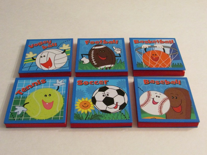 Boys Sports Note Pads Set of 6 Excellent Party Favors Soccer Football Baseball Basketball Tennis Volleyball image 1