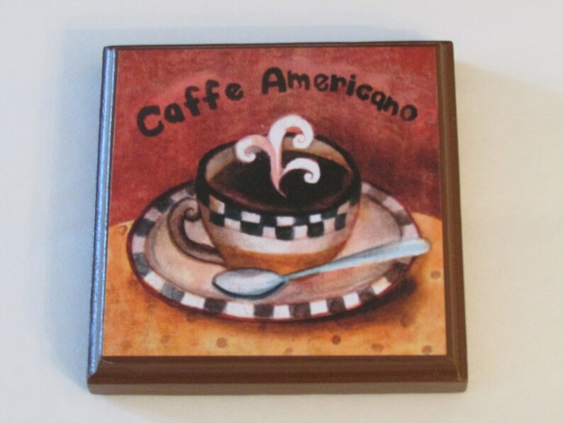 Coffee Kitchen Room Wall Plaques Brown Frame Set of 4 Etsy