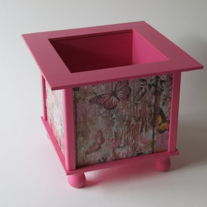 Pink Butterflies Planter Box - Paint Stick Planter Box - Butterfiles Themed Planter Box - Kitchen Planter Decor - Butterfly Decor