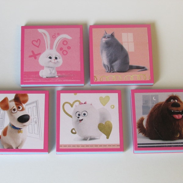 Secret Life of Pets Note Pads Set of 5 - Excellent Party Favors - Secret Life of Pets Birthday - Snowball Chloe Max Gidget Duke