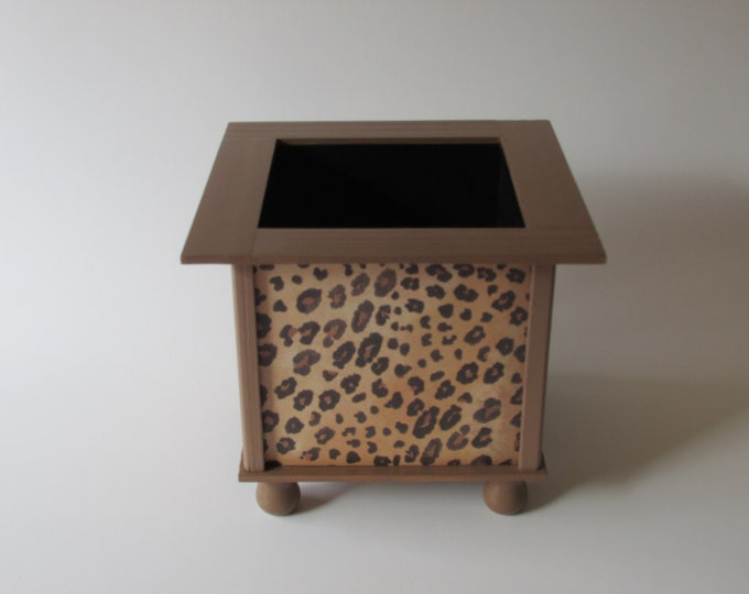 Leopard Print Planter Box - Paint Stick Planter Box - Animal Planter Box - Kitchen Planter Decor - Leopard Print Farm Plant Decor
