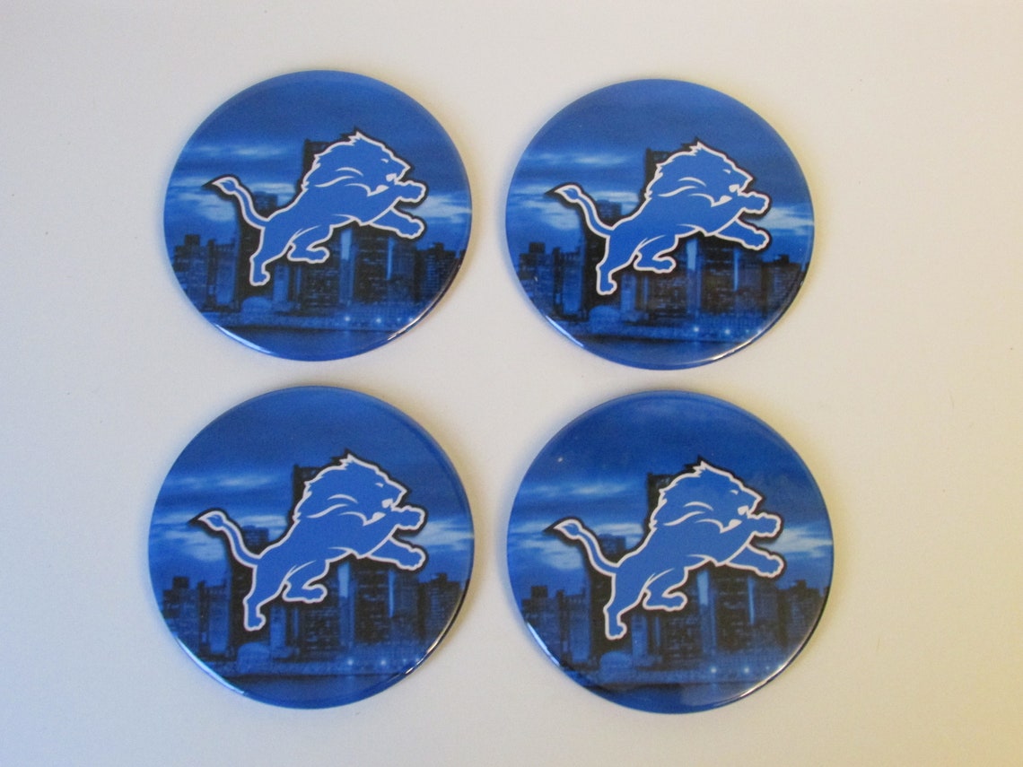 Detroit Lions Coasters Set of 4 Football Man Cave Gift Etsy