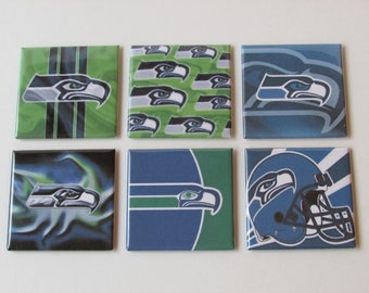 Seattle Seahawks Magnet Set - Birthday Party Favors - Seahawks Refrigerator Fridge Magnets - Stocking Stuffers - Pinata Stuffer - Man Cave