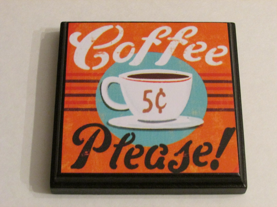 Retro Coffee Kitchen Room Wall Plaques Set of 4 Retro Coffee Etsy