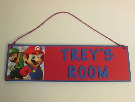 Mario Personalized Room Decor Sign Mario Luigi Room Decor Etsy