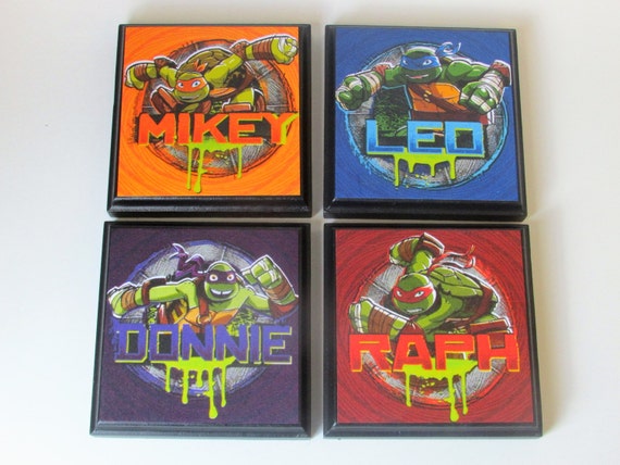 Teenage Mutant Ninja Turtle Set 2 Room Wall Plaques Set Of 4 Tmnt Boys Room Decor Ninja Turtles Wall Signs Ninja Turtle Bedroom Decor