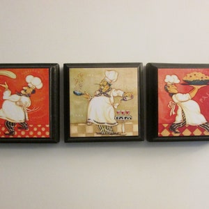 Chef Fridge Magnets - Set of 3 - Chunky Magnet Set - Chef Kitchen Bistro Decor