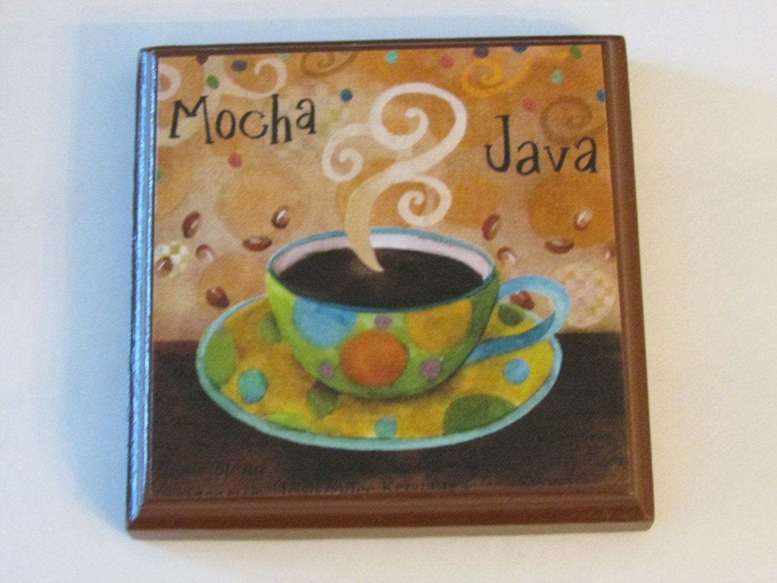 Coffee Kitchen Room Wall Plaques Brown Frame Set of 4 Etsy