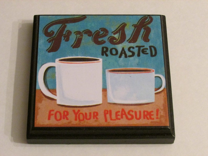 Retro Coffee Kitchen Room Wall Plaques Set of 4 Retro Coffee Etsy