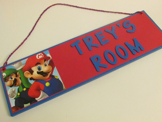 Mario Personalized Room Decor Sign Mario Luigi Room Decor Etsy