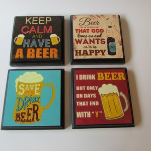 Beer Man Cave Room Wall Plaques - Set #2 - Set of 4 Beer Bar Room Decor - Man Cave | Bar Wall Signs