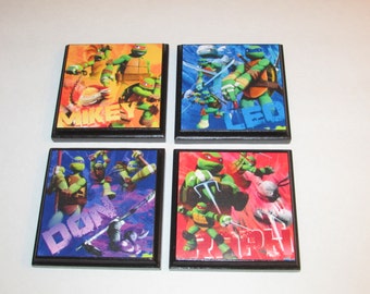 Teenage Mutant Ninja Turtle Set #1 Room Wall Plaques - Set of 4 TMNT Boys Room Decor - Ninja Turtles Wall Signs