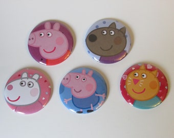 Peppa Pig Magnet Set - Birthday Party Favors - Peppa Pig Refrigerator Fridge Magnets Goodie Bag Pinata Stuffer