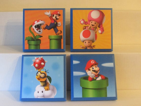 Mario Luigi Room Wall Plaques Set 2 Blue Set Of 4 Etsy