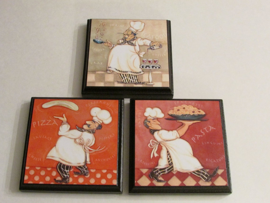 Kitchen Chef Room Wall Plaques Set of 3 Chef Kitchen Room Etsy
