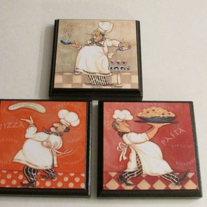 Kitchen Chef Room Wall Plaques - Set of 3 Chef Kitchen Room Decor - Chef Cook Room Signs