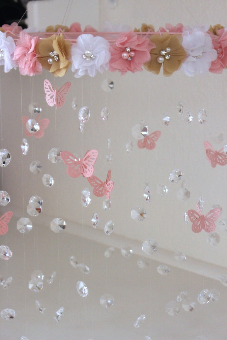 Chandelier Nursery Mobilecrystal Baby Mobile Pink Baby Etsy