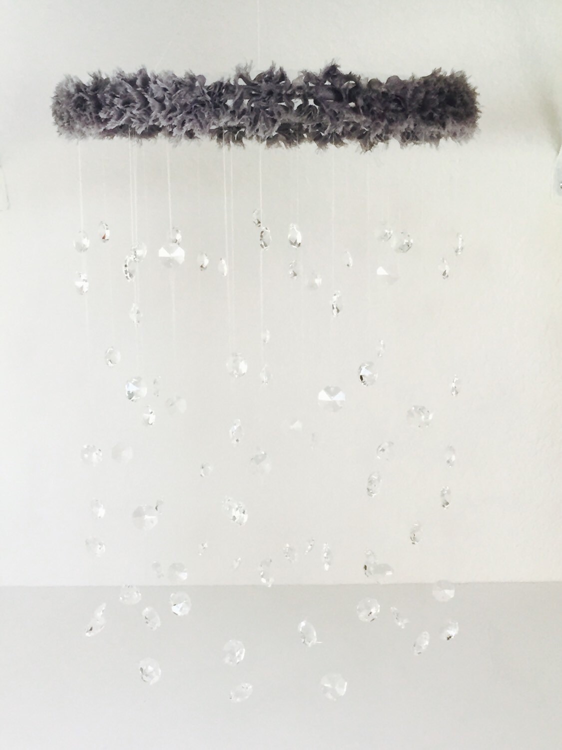 Crystal Mobile Crystal Baby Mobile Flower Mobile Gray Etsy