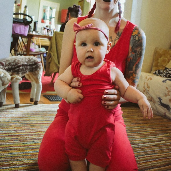 MoonEaze™ | Infant Red Bamboo Organic Cotton Tank Baby Rompers | Unisex Baby Clothing