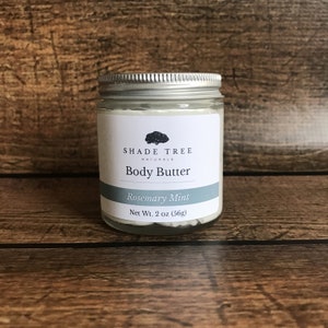 Rosemary Mint Body Butter. Shea Butter Whipped. Moisturizing Cream. Sustainable Skincare. Essential Oil Body Lotion. Natural. For her