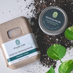 Gardener&#39;s Gift Set. Gardener&#39;s Soap. Hand Soap Bar. Gifts for Mom. Hand Balm. Hand Salve. Poppy Seed Soap. Gifts under 25. Exfoliating Soap