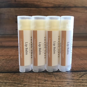 Tinted Lemongrass Ginger Essential Oil Lip Balm Recipe without Beeswax