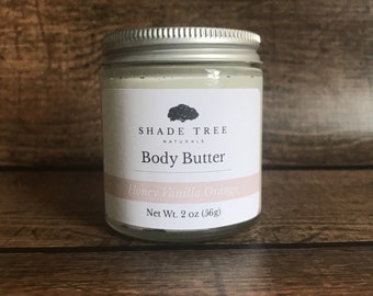 Honey Vanilla Orange Body Butter. Shea Butter Whipped. Moisturizing Cream. Sustainable Gifts. Essential Oil Body Lotion. Natural Skincare.