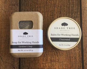 Gardener's Gift Set. Gardener's Soap. Hand Soap Bar. Gifts for Mom. Hand Balm. Hand Salve. Poppy Seed Soap. Gifts under 25. Exfoliating Soap