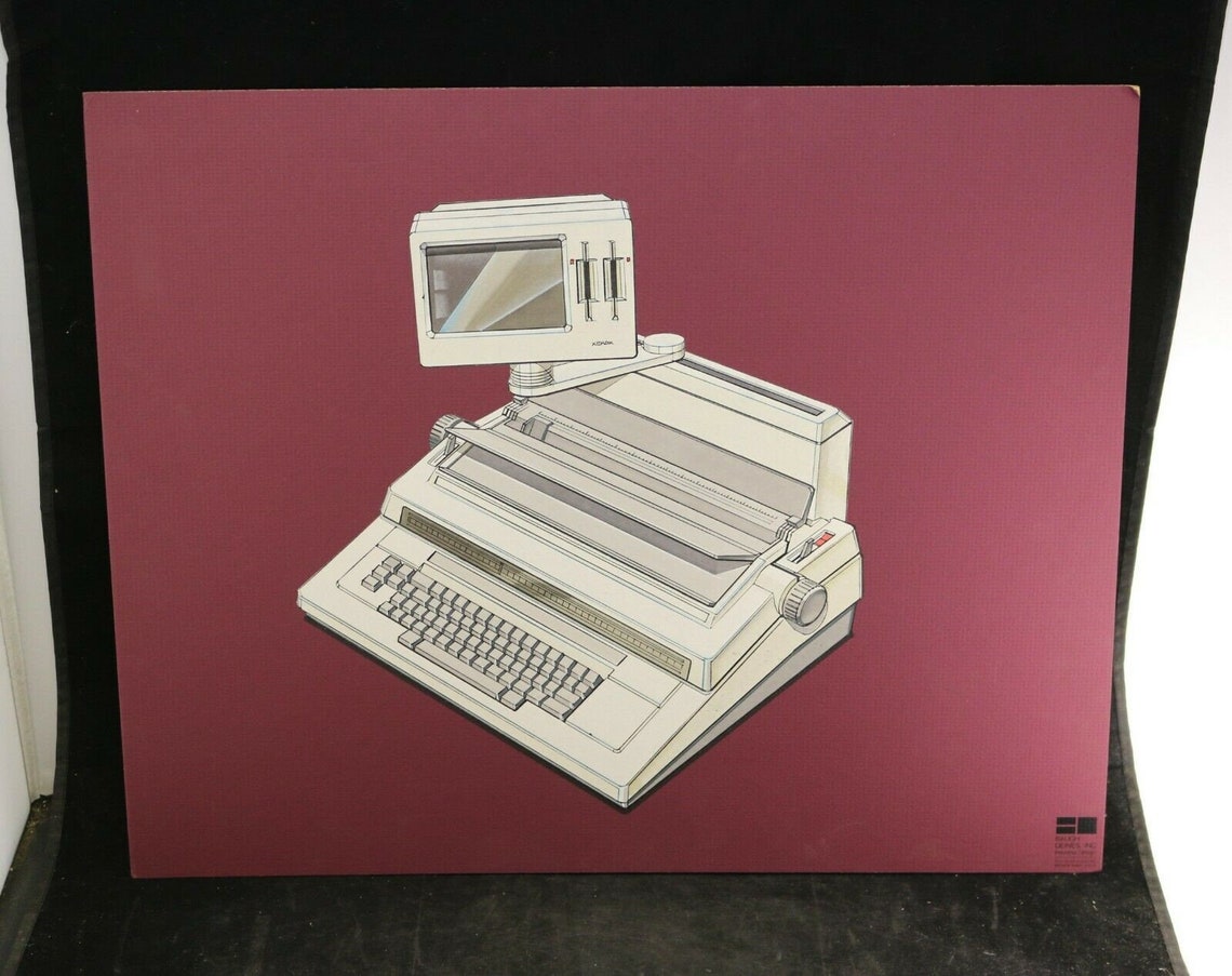 Vintage 80s Xerox Memory Writer Concept Art Design Mockup Typewriter ...