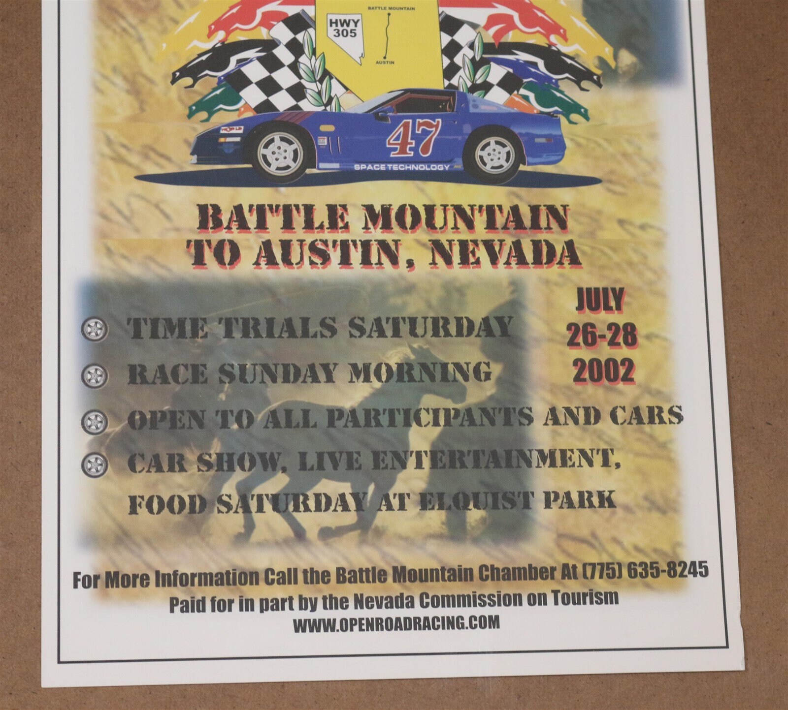 2002 MKM Racing Pony Express Open Road Race Battle Mountain Poster 16.5 ...