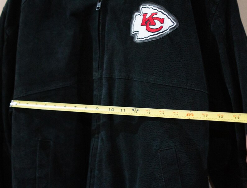 Reebok Kansas City Chiefs Black Suede Leather Bomber Jacket XL image 5