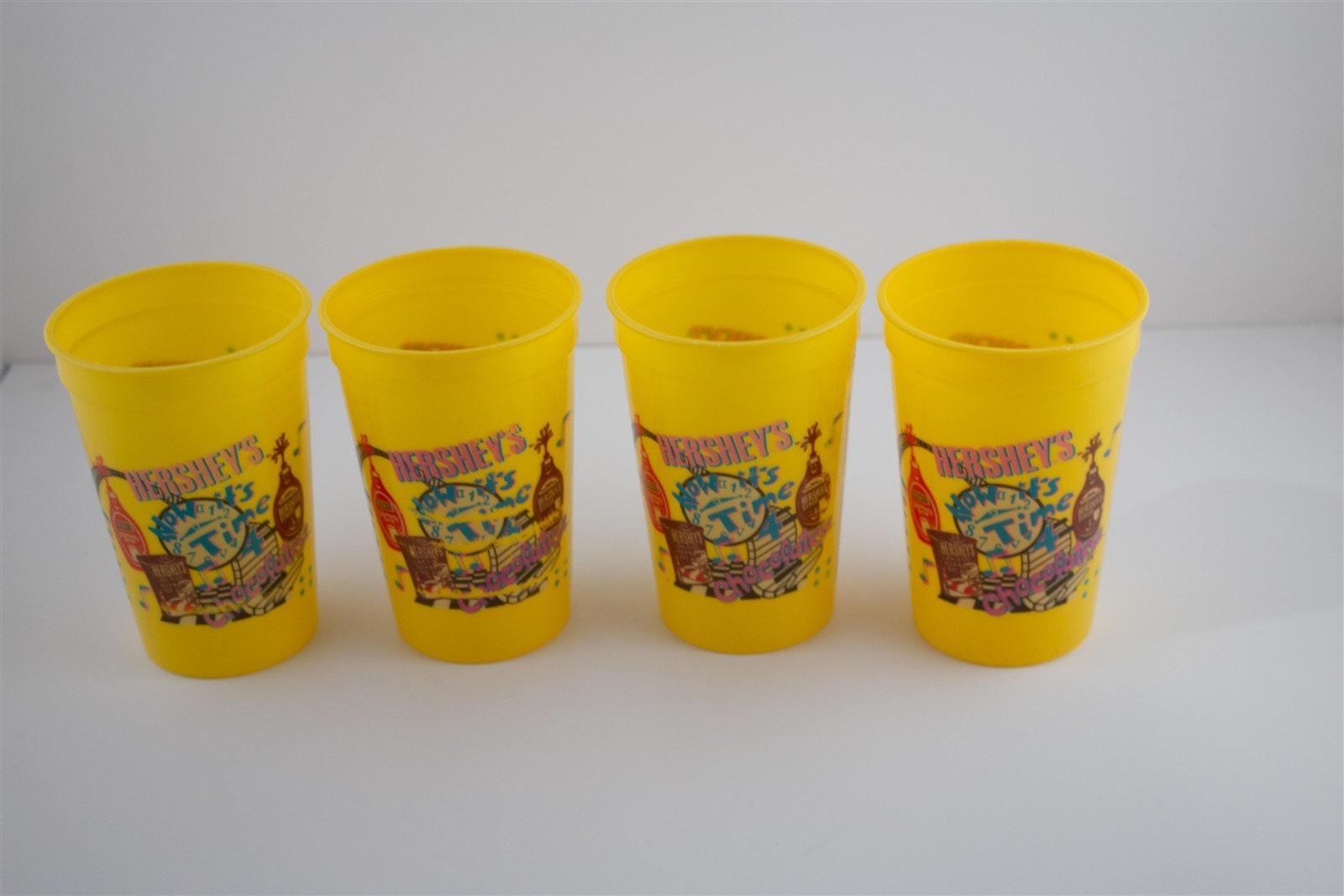 Vintage 1992 Lot of 4 Hershey's Syrup Chocolatese Plastic Cups - Etsy