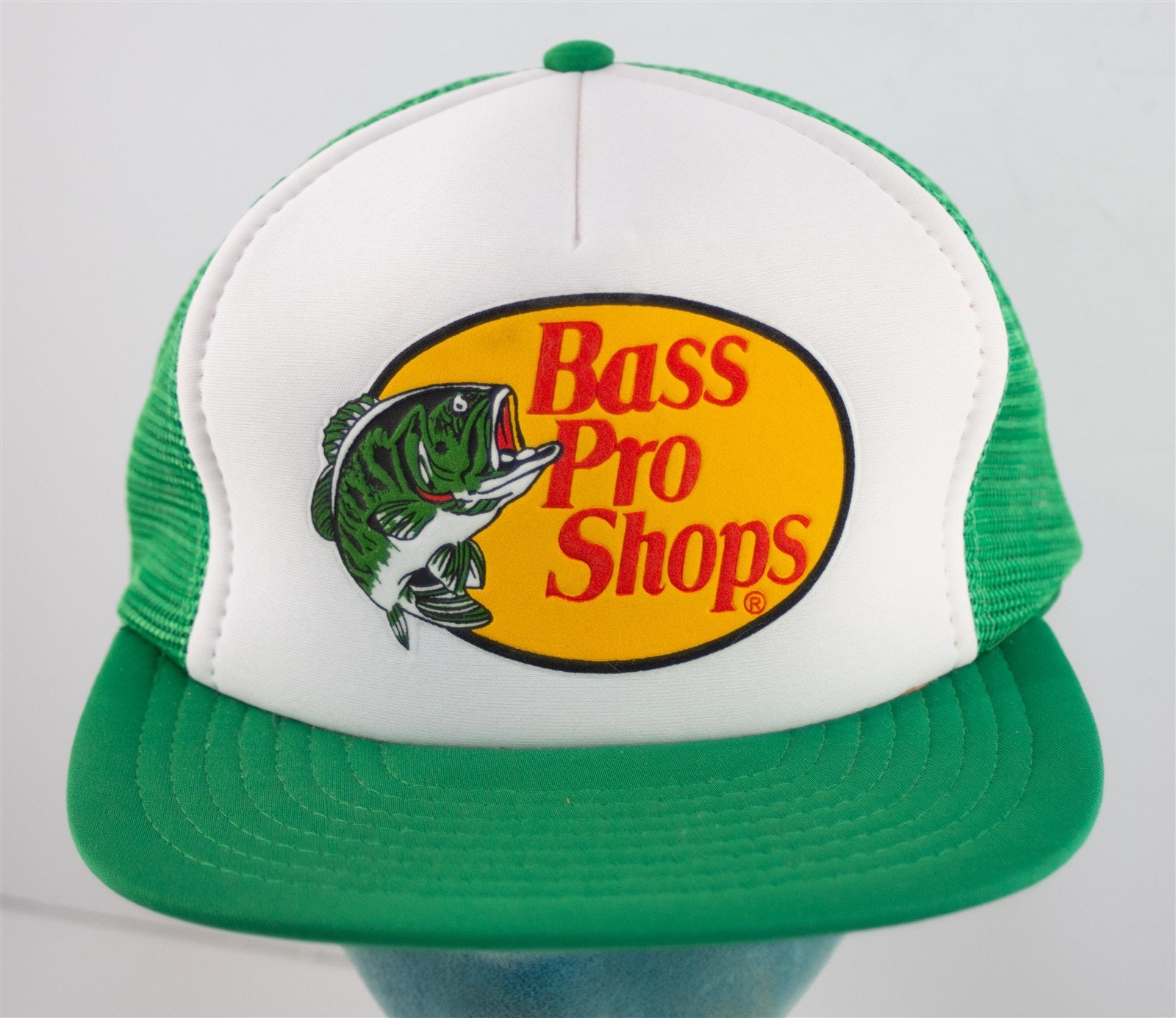 Vintage Bass Pro Shops Bass Fishing Yellow trucker hat adult