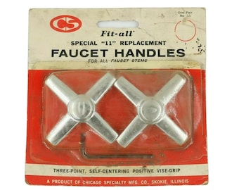 True Vintage 1950s MCM Mid Century Modern Chrome Cross Faucet Handles -Made USA