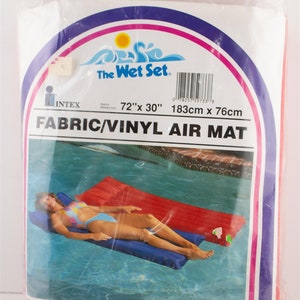 Vintage 1990 Intex Wet Set Fabric / Vinyl Air Mat Lay Down Pool Lounger Red