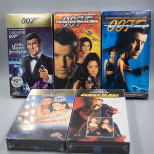 007 James Bond Sealed VHS Lot of 5 (Connery, Dalton, Brosnan, Lazenby)