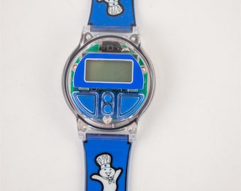 Pillsbury Doughboy Vintage 1990s Digital Talking Watch Blue