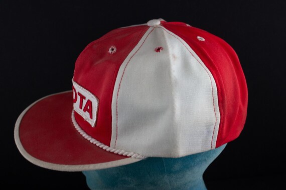 Vintage Toyota Red W White Canvas Trucker Hat Patch (damaged